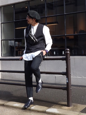 「Tendence（テンデンス）のアイテム」を使った、明賀健太さん（メンズ・178cm）の冬コーディネート