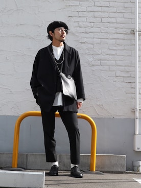 「BASISBROEK（バシスブルック）のアイテム（ジャケット/アウター）」を使った、明賀健太さん（メンズ・178cm）の冬コーディネート