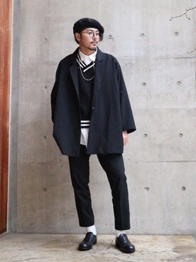 「BASISBROEK（バシスブルック）のアイテム（ジャケット/アウター）」を使った、明賀健太さん（メンズ・178cm）の冬コーディネート