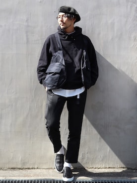 「BASISBROEK（バシスブルック）のアイテム」を使った、明賀健太さん（メンズ・178cm）の冬コーディネート