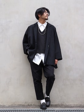「BASISBROEK（バシスブルック）のアイテム（ジャケット/アウター）」を使った、明賀健太さん（メンズ・178cm）の冬コーディネート
