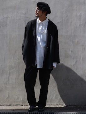 「BASISBROEK（バシスブルック）のアイテム（ジャケット/アウター）」を使った、明賀健太さん（メンズ・178cm）の春コーディネート