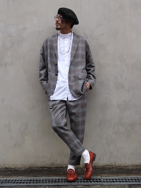 明賀健太さん(メンズ・178cm)の春コーディネート