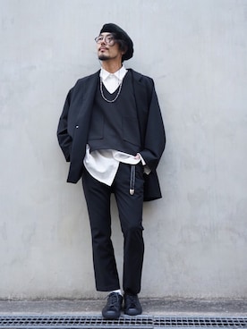 「BASISBROEK（バシスブルック）のアイテム（ジャケット/アウター）」を使った、明賀健太さん（メンズ・178cm）の春コーディネート