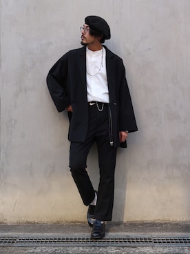 「BASISBROEK（バシスブルック）のアイテム（ジャケット/アウター）」を使った、明賀健太さん（メンズ・178cm）の春コーディネート
