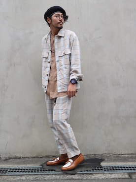 「Tendence（テンデンス）のアイテム」を使った、明賀健太さん（メンズ・178cm）の春コーディネート