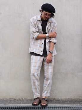 「Tendence（テンデンス）のアイテム」を使った、明賀健太さん（メンズ・178cm）の夏コーディネート