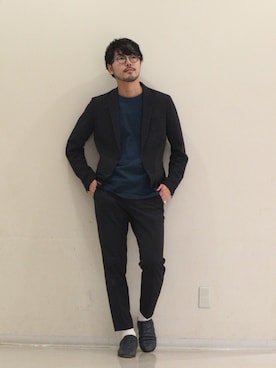 「スタッフセンバツ」｜「アイテム（セットアップ）」を使った、明賀健太さん（メンズ・178cm）の冬コーディネート