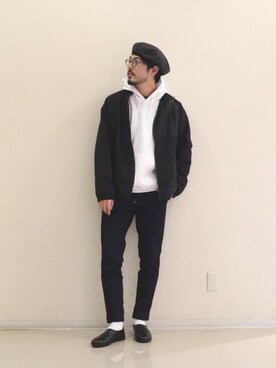 「5351 POUR LES HOMMES（ゴーサンゴーイチプールオム）のアイテム（ブルゾン）」を使った、明賀健太さん（メンズ・178cm）の春コーディネート