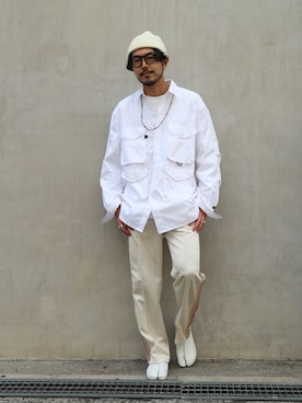 「春めきシューズ」｜「アイテム（スリッポン）」を使った、明賀健太さん（メンズ・178cm）の春コーディネート