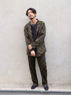 「春めきシューズ」｜「アイテム（スリッポン）」を使った、明賀健太さん（メンズ・178cm）の春コーディネート