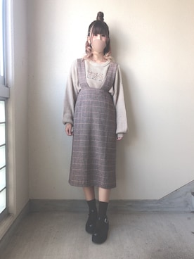 「AS KNOW AS plus（アズノゥアズプラス）のアイテム（ジャンパースカート）」を使った、naono【相互】さん（レディース・160cm）の秋コーディネート