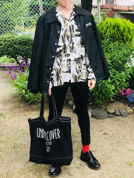 「UNDERCOVER（アンダーカバー）のアイテム（ナイロンジャケット）」を使った、きゅうりのうまさん（メンズ・165cm）の夏コーディネート
