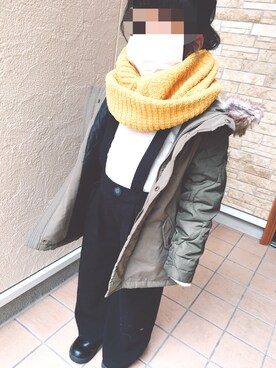 「DISCOAT（ディスコート）のアイテム（オールインワン・サロペット）」を使った、arin♡さん（キッズ・100cm）の冬コーディネート
