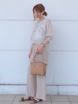「Green　Parks（グリーンパークス）のビット金具付きミニショルダーバッグ＊（ショルダーバッグ）」を使った、YU-HAさん（レディース・163cm）の夏コーディネート