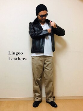 「アメカジスタイル」｜「アイテム（ライダースジャケット）」を使った、YUSUKE.N【LIUGOO】さん（メンズ・175cm）の秋コーディネート