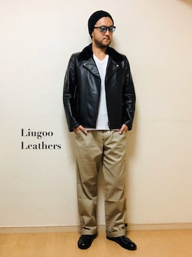 「アメカジスタイル」｜「アイテム（ライダースジャケット）」を使った、YUSUKE.N【LIUGOO】さん（メンズ・175cm）の秋コーディネート
