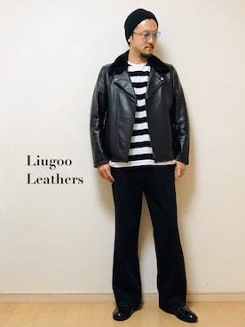「アメカジスタイル」｜「アイテム（ライダースジャケット）」を使った、YUSUKE.N【LIUGOO】さん（メンズ・175cm）の秋コーディネート