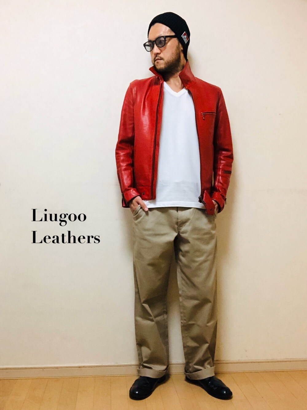 「やっぱりストリートが好き、ライダース、ライダースジャケット、ライダースコーデ、ライダース好きと繋がりたい、レザージャケット、ridersjacket、leather jacket、アメカジ、アメカジスタイル」｜「Liugoo Leathersのアイテム（ライダースジャケット、ブルー系）」を使った、YUSUKE.N【LIUGOO】さん（メンズ・175cm）の秋コーディネートの1枚目の写真