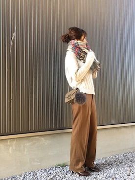 「センタープレスパンツ」｜「アイテム（その他アウター）」を使った、Haru☆さん（レディース・153cm）の冬コーディネート
