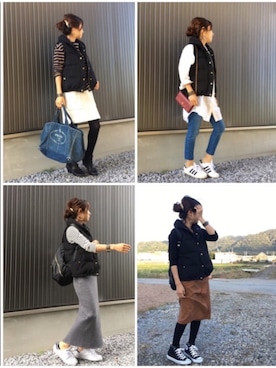 「FRAMeWORK（フレームワーク）のアイテム（ダウンベスト）」を使った、Haru☆さん（レディース・153cm）の冬コーディネート