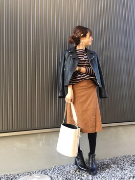 「ラップスカート」｜「アイテム（ブルゾン）」を使った、Haru☆さん（レディース・153cm）の冬コーディネート