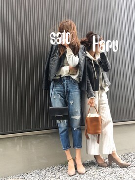 「スプリングSENSEOFPLACE」｜「アイテム（ブルゾン）」を使った、Haru☆さん（レディース・153cm）の春コーディネート