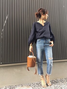 「Noble（ノーブル）のアイテム（シャツ/ブラウス）」を使った、Haru☆さん（レディース・153cm）の春コーディネート