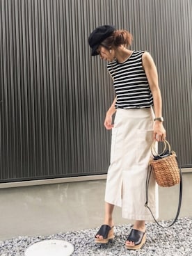 「ウェッジソール」｜「アイテム（その他）」を使った、Haru☆さん（レディース・153cm）の夏コーディネート