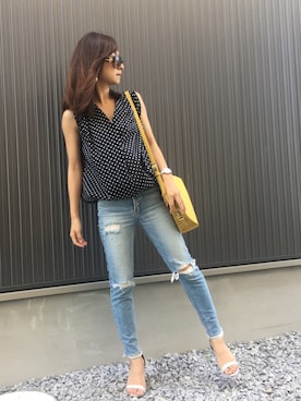 「イエローバッグ」｜「アイテム（サンダル）」を使った、Haru☆さん（レディース・153cm）の夏コーディネート