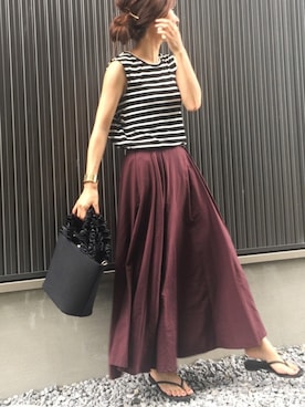「フリルトート」｜「アイテム（アクセサリー）」を使った、Haru☆さん（レディース・153cm）の夏コーディネート