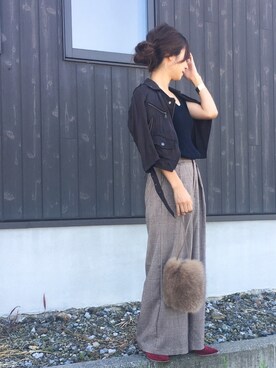 「YECCA VECCA（イェッカヴェッカ）のアイテム（トップス）」を使った、Haru☆さん（レディース・153cm）の秋コーディネート