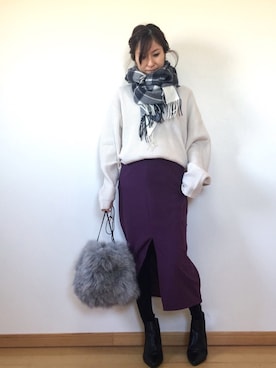 「IENA（イエナ）のIENA フォックス巾着バッグ◆（ショルダーバッグ）」を使った、Haru☆さん（レディース・153cm）の冬コーディネート