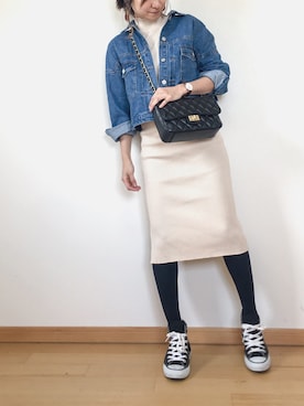 「GRL（グレイル）のアイテム（デニムジャケット）」を使った、Haru☆さん（レディース・153cm）の冬コーディネート