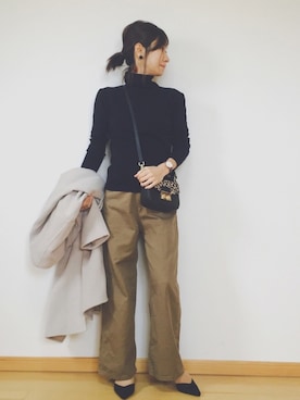 「GRL」｜「アイテム（チノパンツ）」を使った、Haru☆さん（レディース・153cm）の冬コーディネート
