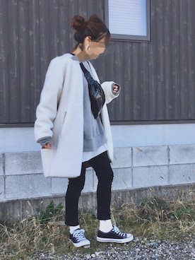 「ADAM ET ROPE'（アダムエロペ）のアイテム（その他アウター）」を使った、Haru☆さん（レディース・153cm）の冬コーディネート