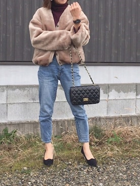 「GRL（グレイル）のアイテム（ピアス（両耳用））」を使った、Haru☆さん（レディース・153cm）の冬コーディネート