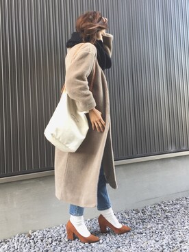 「Rouge vif（ルージュヴィフ）のアイテム（ムートンコート）」を使った、Haru☆さん（レディース・153cm）の冬コーディネート