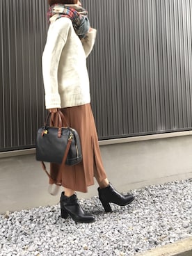 「FOSSIL（フォッシル）のアイテム（ハンドバッグ）」を使った、Haru☆さん（レディース・153cm）の冬コーディネート