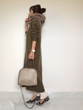 「macocca（マコッカ）のカシミヤ100％超大判ストール無地【LUXEリュクス】（ストール/ショール）」を使った、Haru☆さん（レディース・153cm）の冬コーディネート