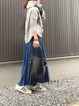 「アイテム（デニムスカート、ブルー系）」を使った、Haru☆さん（レディース・153cm）の冬コーディネート