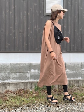 「レギンスコーデ」｜「アイテム（帽子）」を使った、Haru☆さん（レディース・153cm）の夏コーディネート
