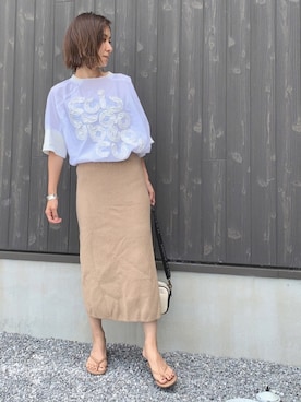 「mercibeaucoup,（メルシーボークー）のアイテム（シャツ/ブラウス）」を使った、Haru☆さん（レディース・153cm）の夏コーディネート