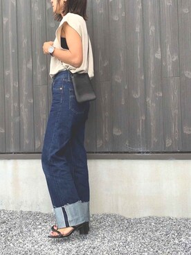 「Levi's（リーバイス）のRIBCAGE ストレート アンクル LUCK OF THE DRAW（デニムパンツ）」を使った、Haru☆さん（レディース・153cm）の夏コーディネート