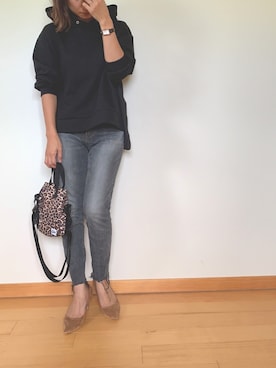「LIPSTAR（リップスター）のバックシフォンプリーツパーカー（パーカー）」を使った、Haru☆さん（レディース・153cm）の秋コーディネート