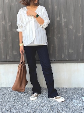 「FOSSIL（フォッシル）のアイテム（アナログ腕時計）」を使った、Haru☆さん（レディース・153cm）の秋コーディネート
