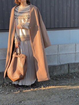 「SonnyLabel」｜「アイテム（ノーカラージャケット）」を使った、Haru☆さん（レディース・153cm）の冬コーディネート