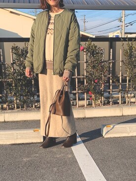 「GRL（グレイル）のアイテム（ピアス（両耳用））」を使った、Haru☆さん（レディース・153cm）の冬コーディネート