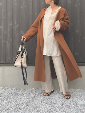 「ビッグシャツ」｜「アイテム（その他アウター）」を使った、Haru☆さん（レディース・153cm）の冬コーディネート