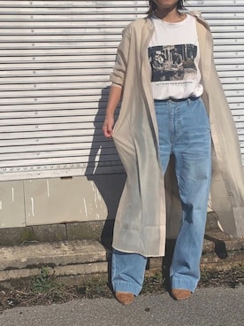 「シアーシャツワンピース」｜「アイテム（パンツ）」を使った、Haru☆さん（レディース・153cm）の春コーディネート